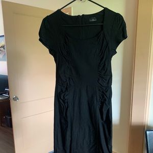 Black stretchy pencil dress with gathered sides